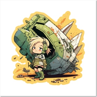 Little girl pilot and a broken spacecraft Posters and Art